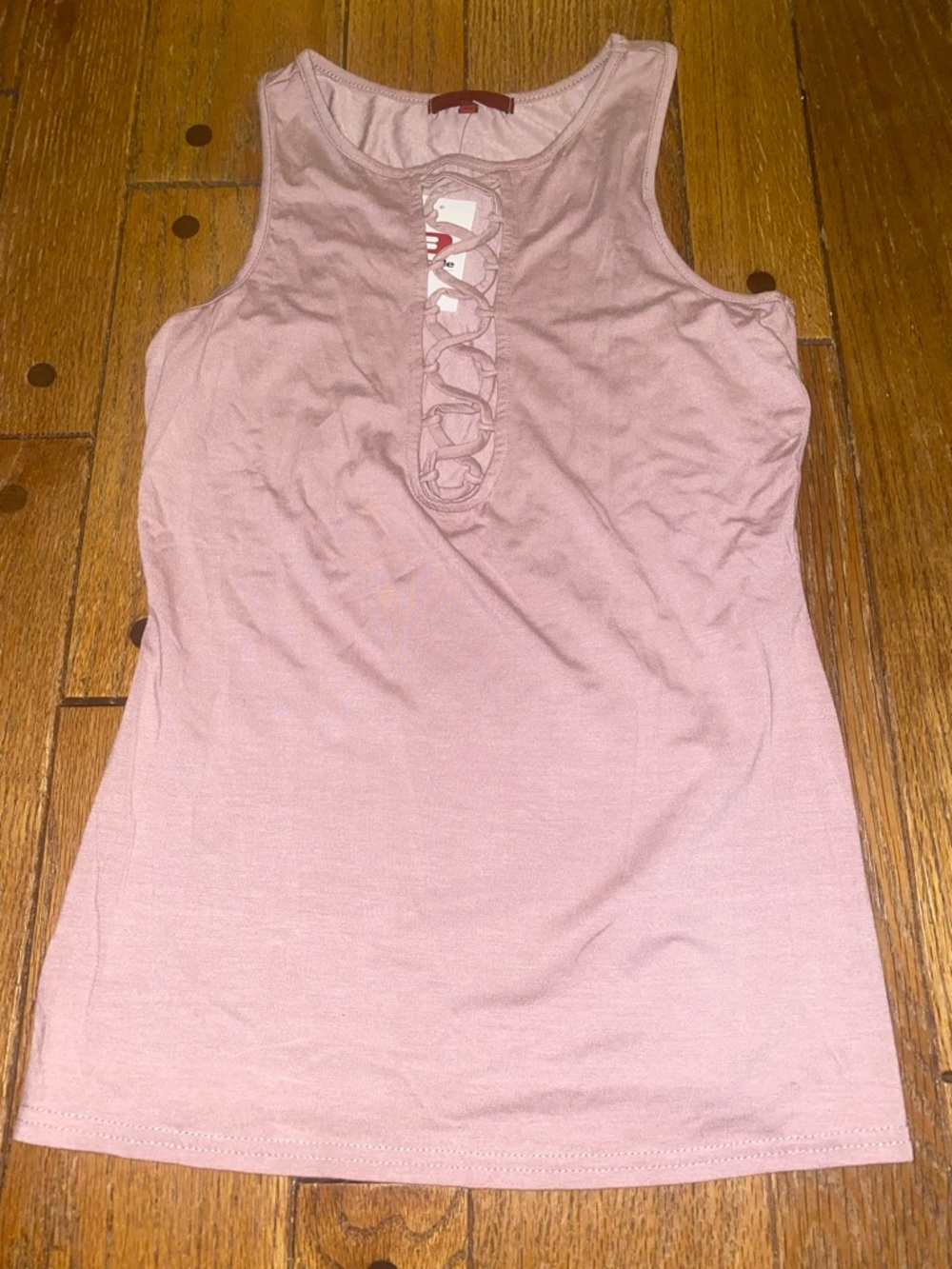 Buckle Rose Pink Lace-Up Sleeveless Tank Top